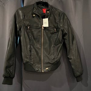 Guess faux leather bomber. Beautiful rose gold accents. Brand new with tags!